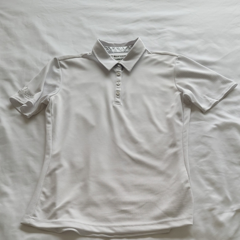 Sunice Grey And White Women's Short Sleeve Performance Polo